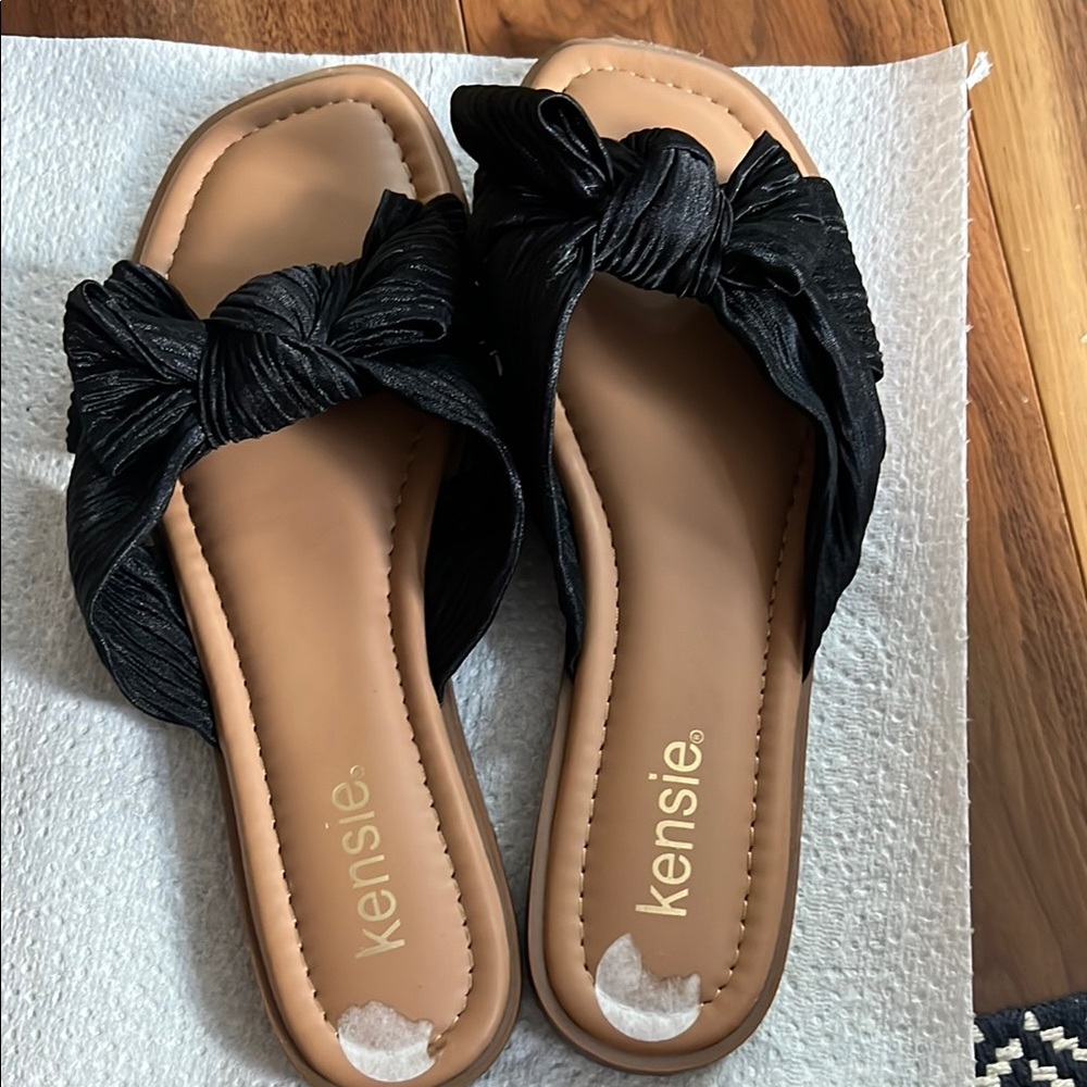 Black slip on sandals
